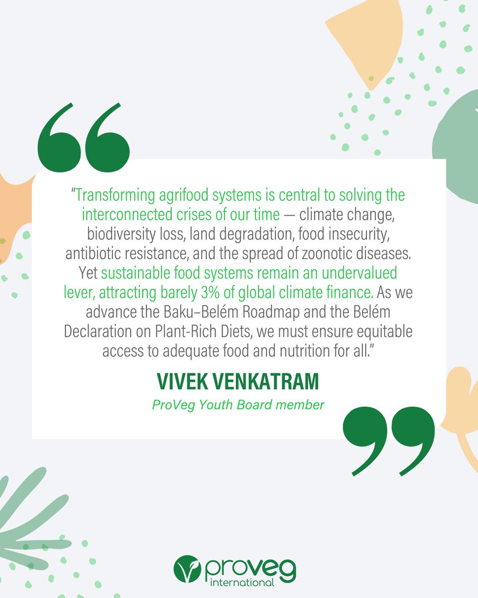 COP30 must be the COP for implementation. 🌍 Our Youth Board is ready to bring the conversation on food systems transformation to the forefront in Brazil.

We're amplifying the demand for a plant-rich future. What policy action are you hoping to see? 👇

#ProVeg #COP30