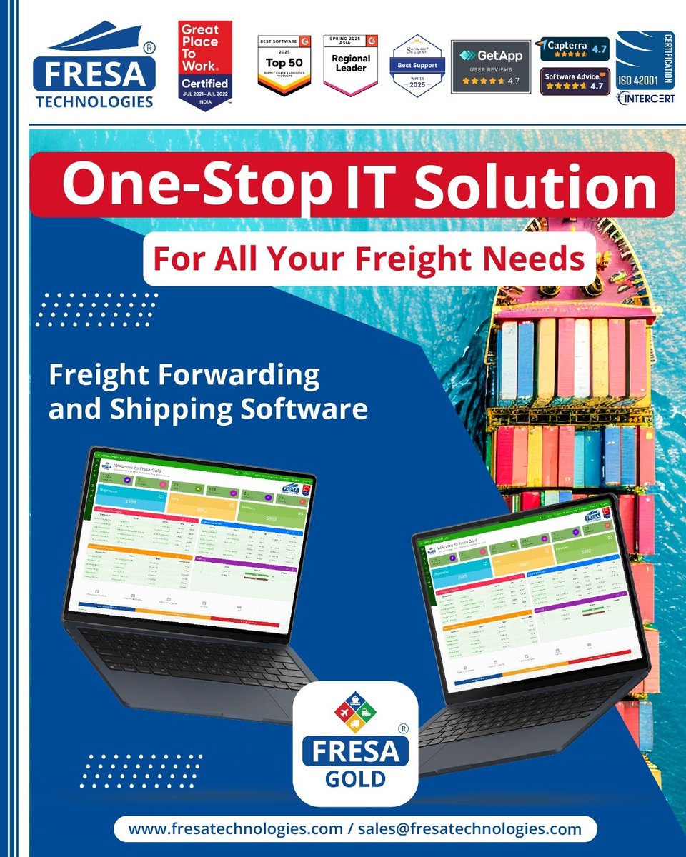 fresatechnology's tweet image. 🚀 One-Stop IT Solution
📦 For All Your Freight Needs
🌐 Freight Forwarding and Shipping Software

For more queries please visit below link 👇
fresatechnologies.com/products/fresa…

#Fresa | #OneStopSolution | #LogisticsTechnology | #SmartFreightManagement | #EffortlessShipping