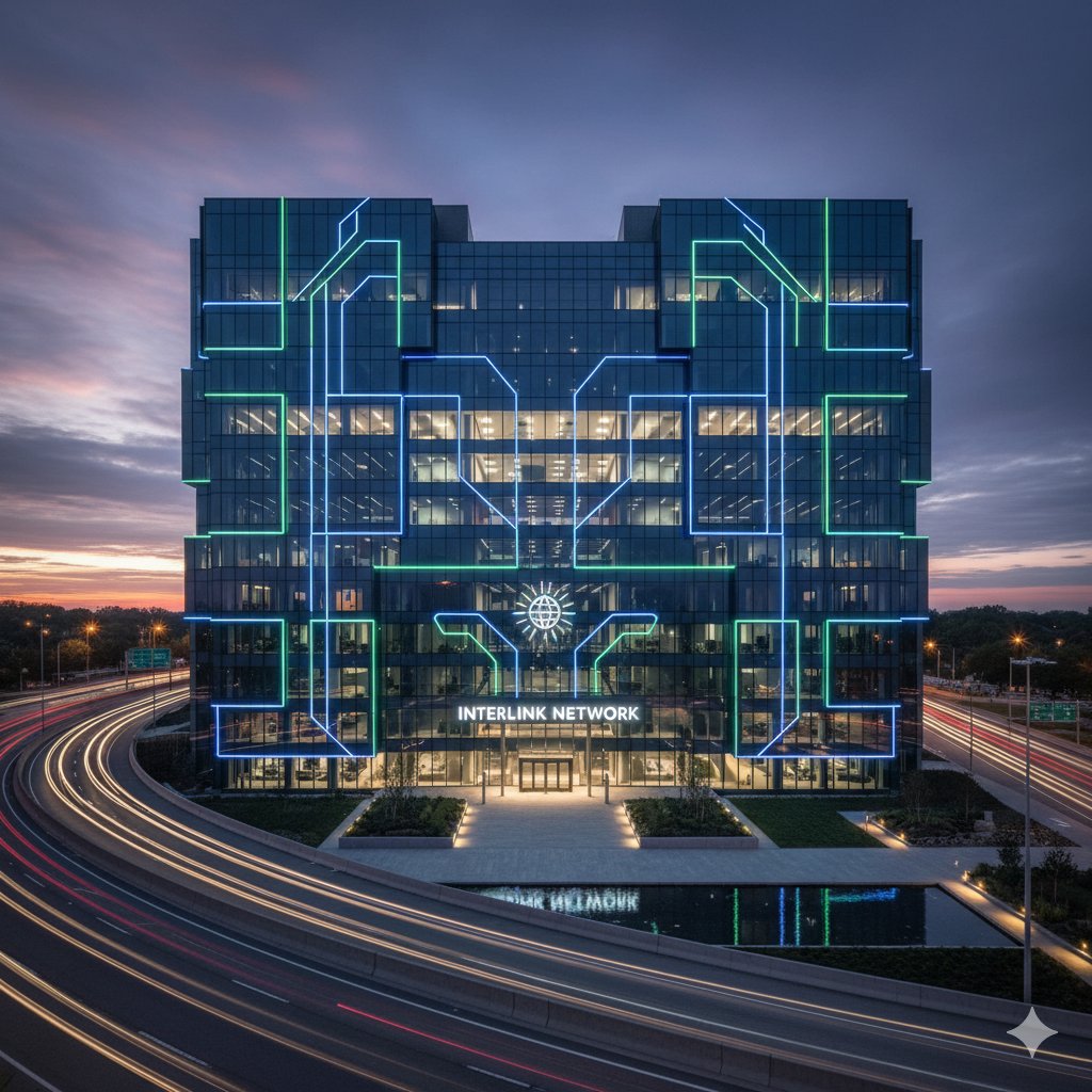 MdHridoySh38333's tweet image. Interlink Network&apos;s state-of-the-art headquarters!
The bright green and blue digital circuit design on the glass building at night symbolizes the promise of networking and technology. InterlinkNetwork #TechArchitecture #DigitalCircuit
@inter_link
#interlink #itlg #itl #itlx