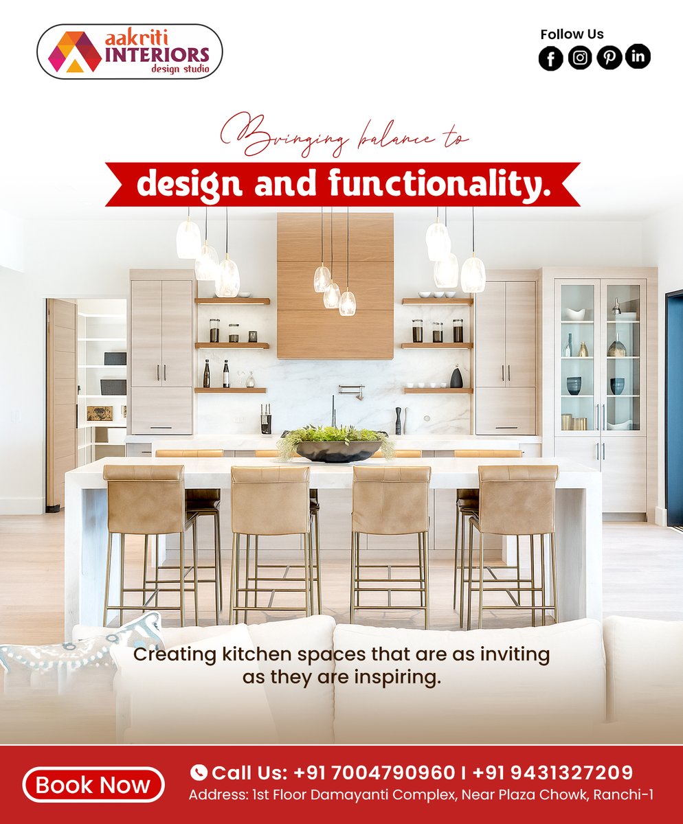 AakritiInt24's tweet image. Experience the perfect blend of design and functionality with Aakriti Interiors. Create kitchen spaces that inspire and invite, balancing modern elegance with everyday practicality. 

#AakritiInteriors #KitchenDesign #DesignAndFunctionality #ModernInteriors #BookNow