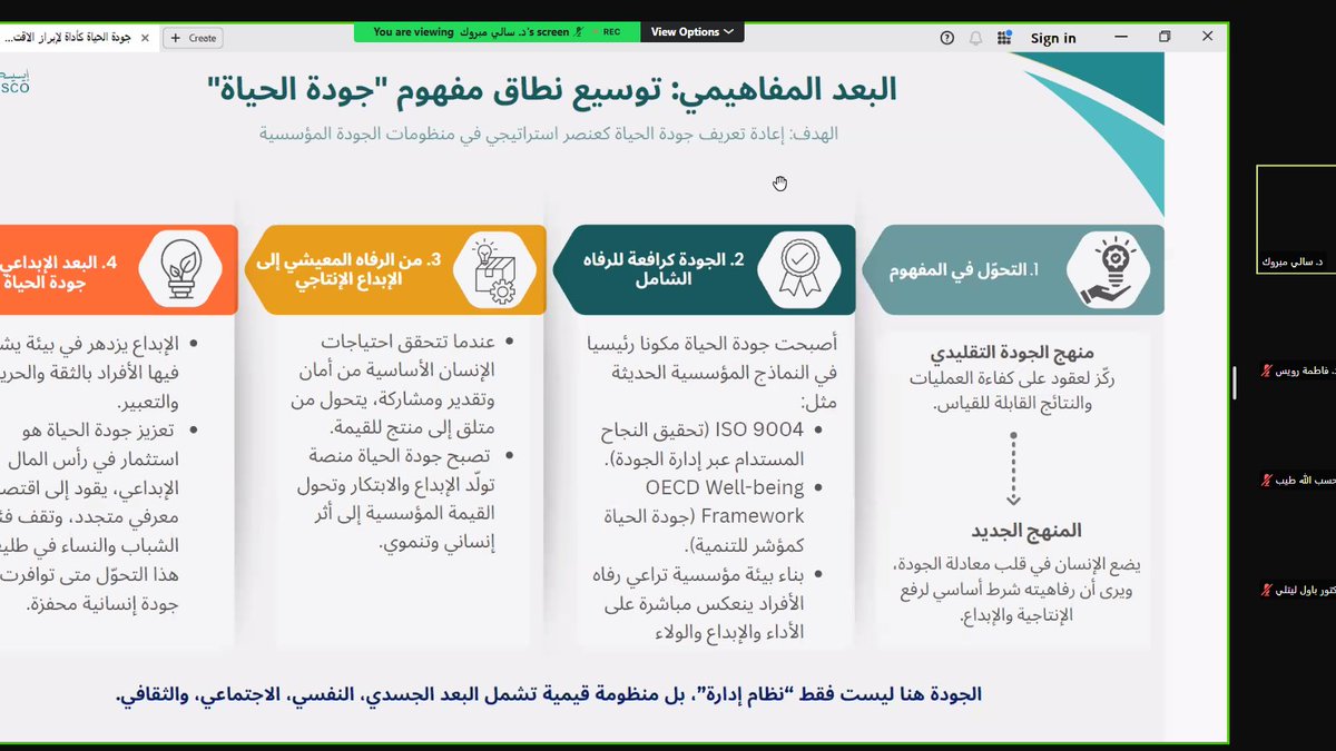 kh_alamri9's tweet photo. #يحدث_الآن الملتقى الدولي بمناسبة اليوم العالمي للجودة بعنوان: الجودة -فكر بشكل مختلف لتحقيق الرؤية وصناعة الأثر
 برعاية كريمة من
@UNESCO_RCQE