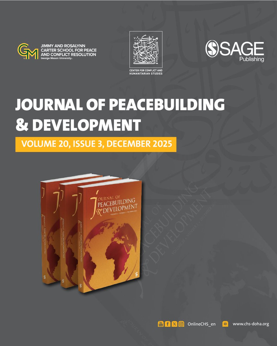 OnlineCHS_en's tweet image. 🔊 NEW ISSUE OUT | JOURNAL OF PEACEBUILDING &amp;amp; DEVELOPMENT

🔴  The Journal of Peacebuilding and Development @JournalPeaceDev is delighted to announce the release of Volume 20, Issue 3, featuring original research and briefings that deepen our understanding of the nexus between