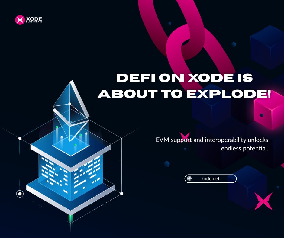 XodeNet's tweet photo. ๐น DeFi on @XodeNet Blockchain is about to explode!
EVM support and interoperability unlocks endless potential.
#DeFi #Interoperability #XodeDeFi #FinanceWeb3 https://t.co/nMekN7Vypq