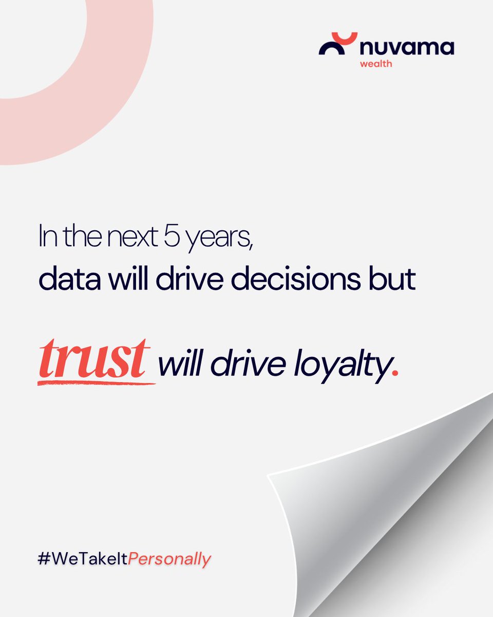 Nuvama_Wealth's tweet image. Data guides choices. Trust keeps relationships.​

At Nuvama Wealth, we believe loyalty isn’t earned by numbers alone, it’s earned by genuinely putting clients first.​
.
.
#NuvamaWealth #WeTakeItPersonally #ClientFirst #WealthManagement #FutureOfWealth