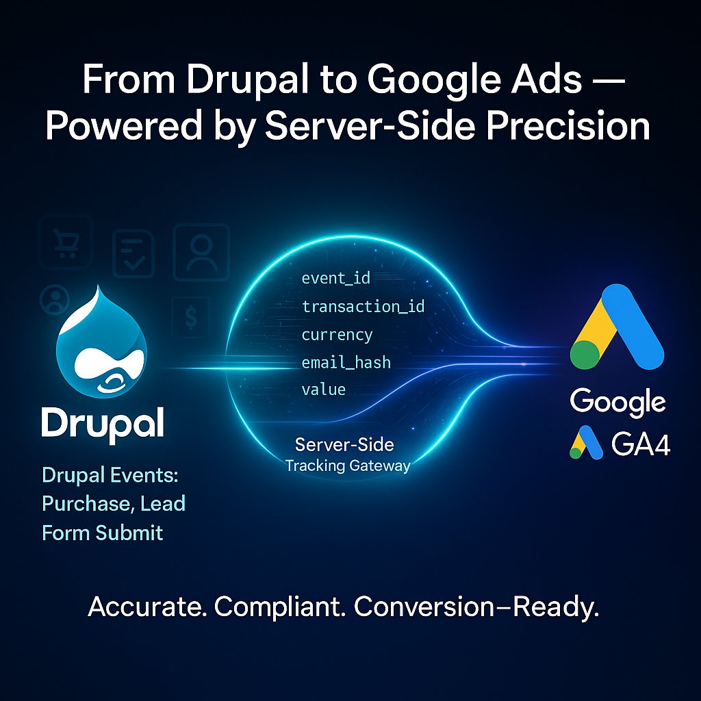 ArifulIslamCSE's tweet image. Running Google Ads on Drupal without proper tracking is flying blind.
Fix signal loss with GTM (Web + Server), dataLayer, and server-side tagging.
Clean data = smarter bids + stronger ROI.
#Drupal #GoogleAds #ServerSideTracking #GTM #GA4