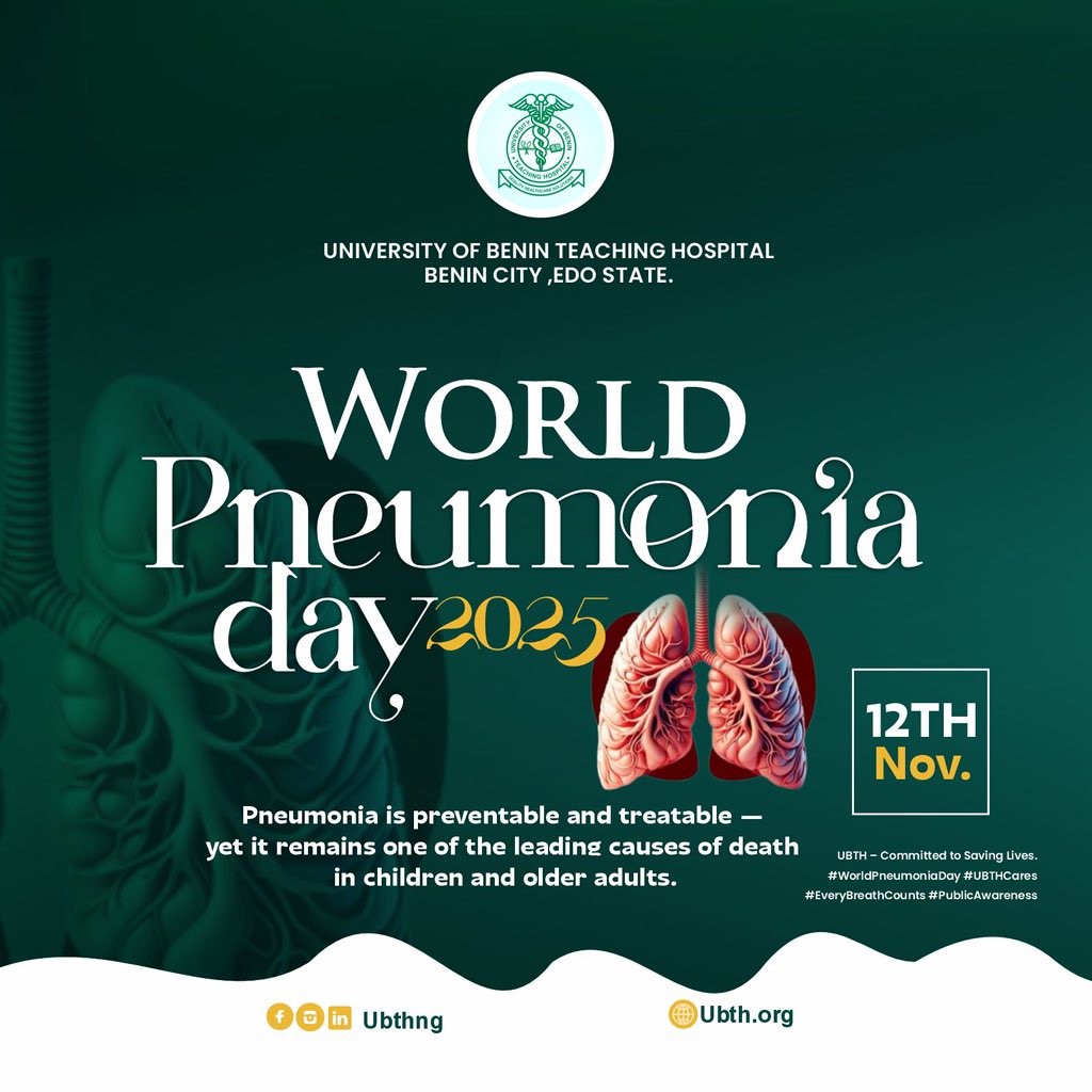 IHSTUBTH's tweet photo. Today, we join the world to mark #WorldPneumoniaDay 💙
 Pneumonia is preventable and treatable — let’s raise awareness through vaccination, hygiene &amp; early diagnosis.
 #UBTH #IHST #EveryBreathCounts https://t.co/Sj62esj5ib