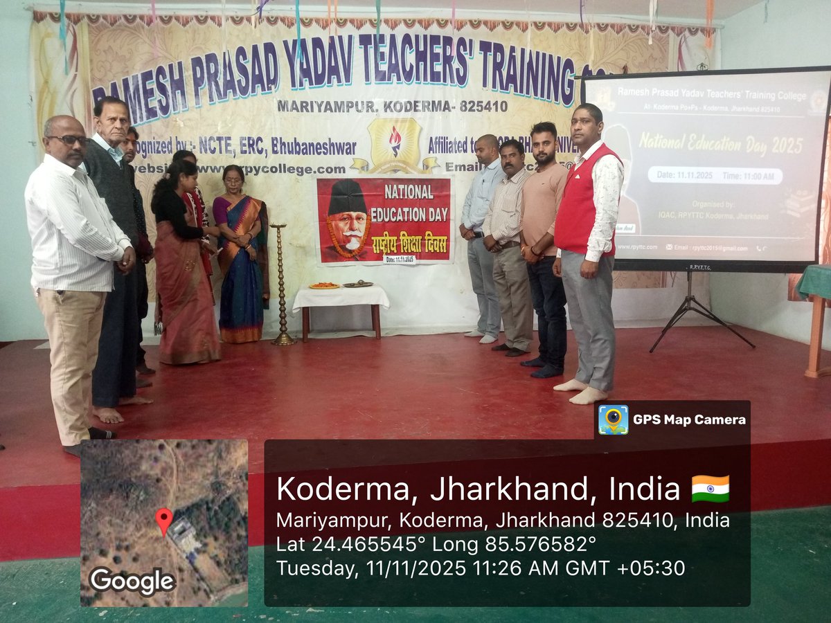 RpyttcKoderma's tweet image. रमेश प्रसाद यादव शिक्षक प्रशिक्षण महाविद्यालय में मंगलवार को मौलाना अबुल कलाम आजाद की जयंती को राष्ट्रीय शिक्षा दिवस के रूप में मनाया गया।