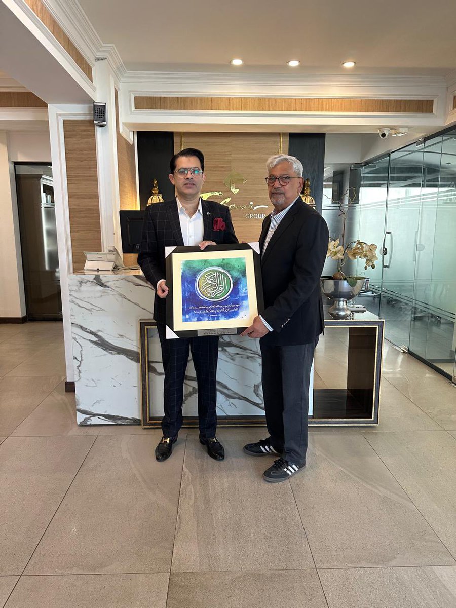 humzatabani's tweet photo. Pleasure hosting Mr. Tahir Javed, CEO of The Hunar Foundation, along with Mr. Khurram Qasim at Tabani Group Headquarters.
They presented a beautiful painting crafted by Hunar Foundation students — a true reflection of skill and creativity. 🎨👏
#HunarFoundation #TabaniGroup #SkillPakistan #YouthEmpowerment #HumzaTabani 🇵🇰💚