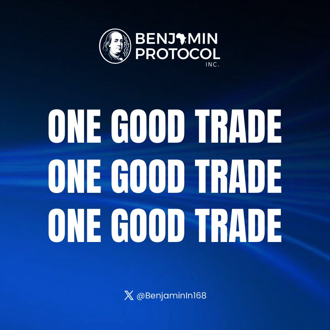 One good trade.

This is where consistency begins.
Not forcing entries.

Your job is simple:

Wait for your setup and execute it well.
Do that one time.
Then do it again.

One good trade at a time that’s all you need. 

ONE GOOD TRADE.