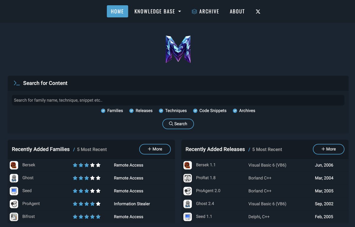 DarkCoderSc's tweet image. 🚀You can now search for malware families, releases, techniques, and code snippets, including archives on Malware Gallery: malwaregallery.com 

#InfoSec #Malware #DFIR