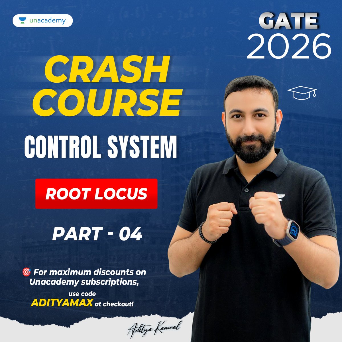 ⏱️ GATE 2026 | Control Systems Crash Course (Part 4)
Learn Root Locus — visualize pole movement &amp; system stability with ease! 🎯

Use code ADITYAMAX to unlock maximum discounts! 🔓
🎥 linktr.ee/adityakanwal

#GATE2026 #ControlSystems #RootLocus #GATEPrep #GATEECE #GATEEE