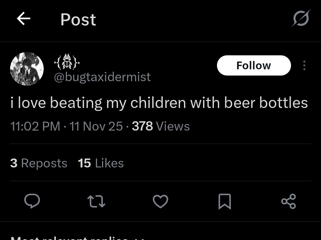 PMKiller322's tweet photo. Please report this user if possible. They are tweeting about abusing their children with bottles and threatening the life of their kids. User bugtaxidermist needs to be jailed. https://t.co/mdOdJJSfyH
