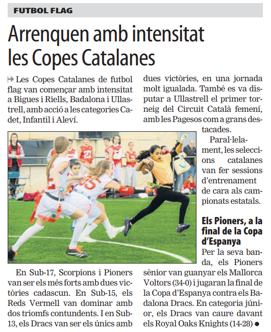 FCFA | L'inici de les Copes Catalanes Cadet, Infantil i Aleví de #FutbolFlag, notícia al <a href="/mundodeportivo/">Mundo Deportivo</a> amb la <a href="/UFECcat/">Unió de Federacions Esportives de Catalunya</a>!!

#FCFA #flagfootball #americanfootball #CatalunyaFootball #EsportCatalà <a href="/esportcat/">Esports</a>