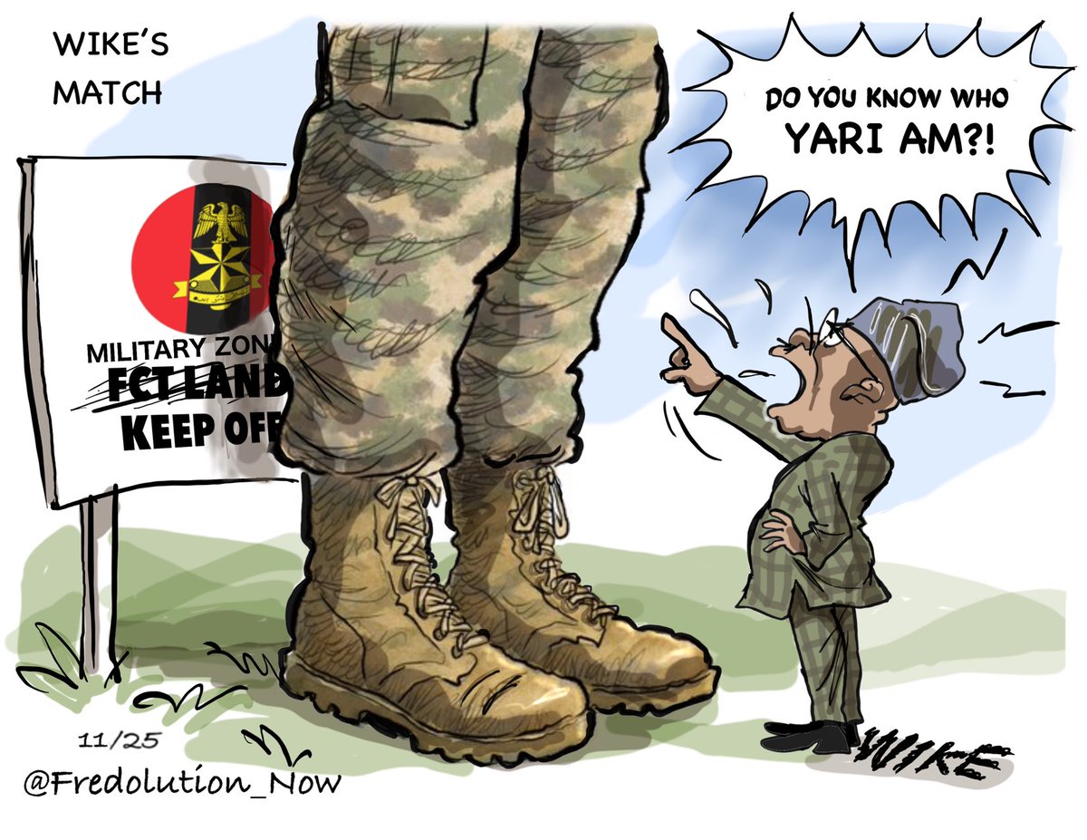 Fredolution_Now's tweet image. My cartoon today: Wike’s Match 💪🏾