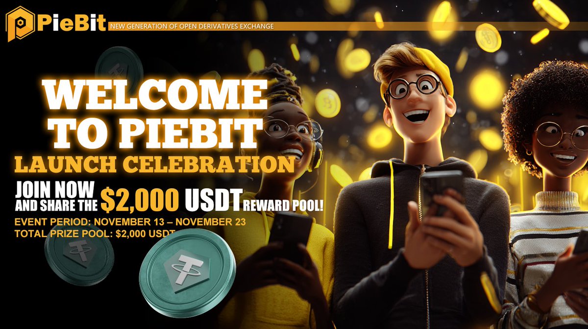 Piebitexchange's tweet image. 🎉 WELCOME TO PIEBIT LAUNCH CELEBRATION! 🎉
 💰 Join now and share the $2,000 USDT reward pool!
To celebrate the official launch of Piebit, we’re giving away $2,000 USDT to new users through our “Share the Joy – Win the Reward” campaign!

⏰ Event Period: November 13, 2025 –…