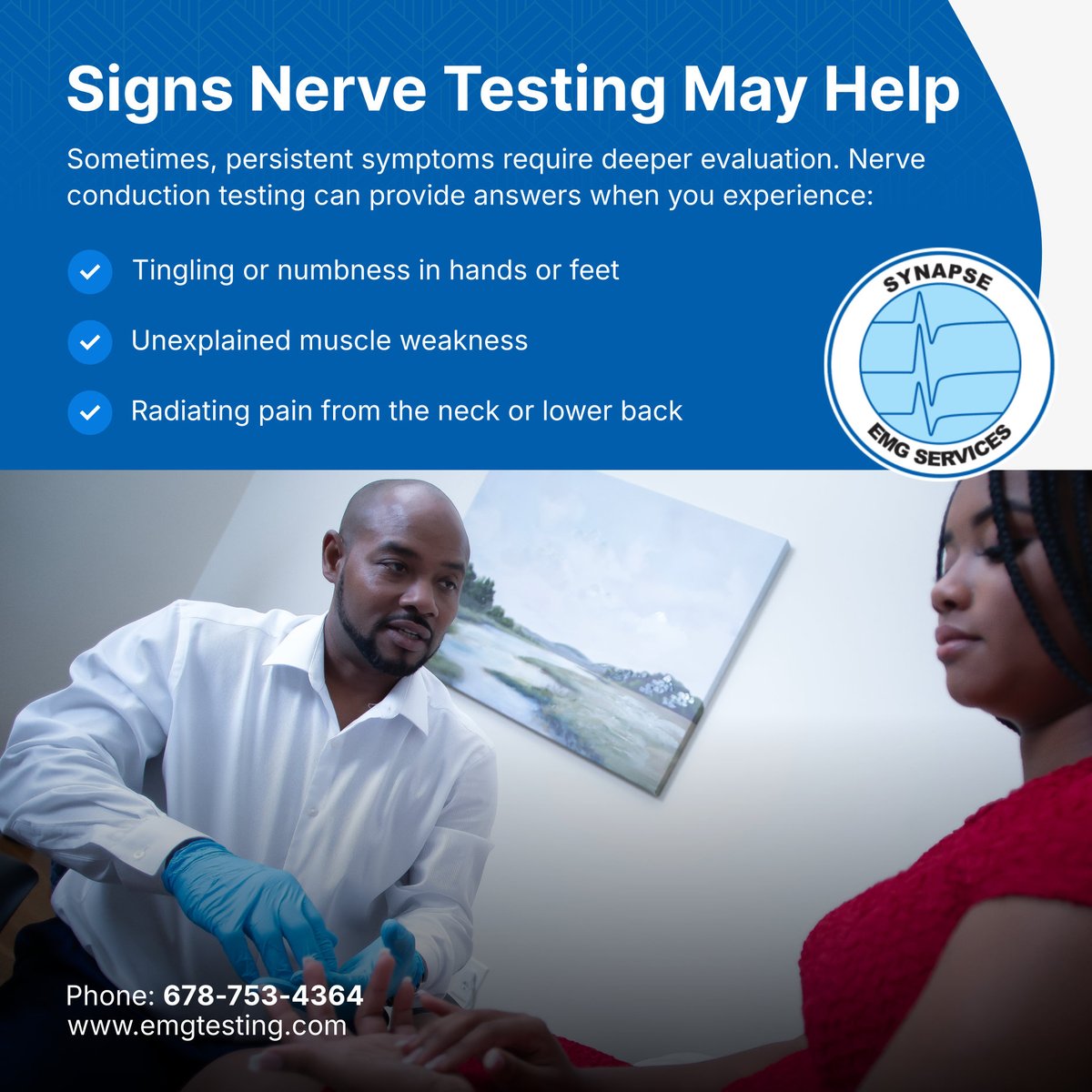 synapseemgsrvcs's tweet image. Do you notice numbness, tingling, or unexplained weakness? 🖐️🦵 Nerve conduction testing helps uncover underlying causes with clarity. ✨🩺

#EMGTesting #SnellvilleEMG #AtlantaEMG #BufordEMG #NewnanEMG #NerveConduction #NeurologyCare #HealthAwareness