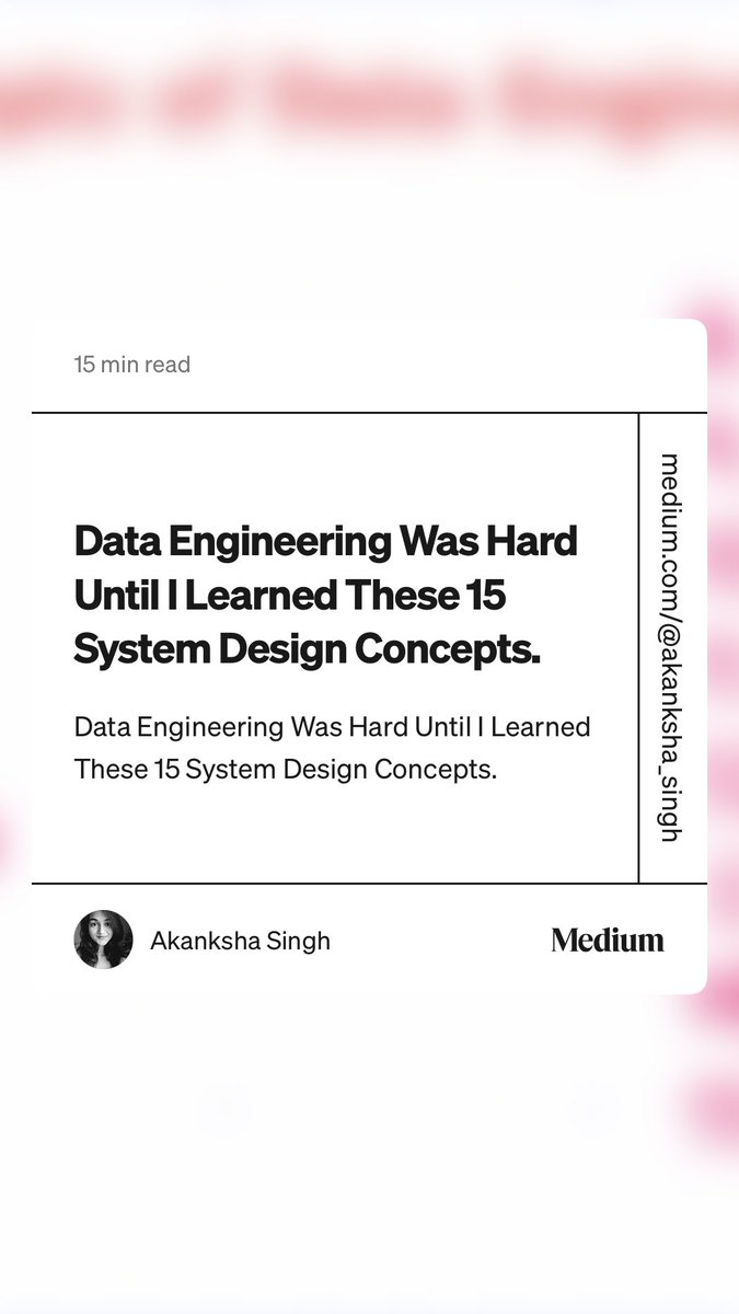 HWillert's tweet image. #DataEngineering Was Hard Until I Learned These 15 #SystemDesign Concepts by Akanksha Singh medium.com/@akanksha_sing…