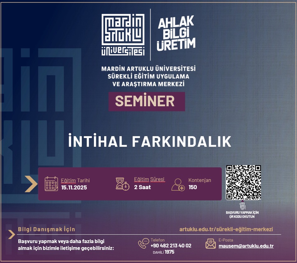 mau_sem's tweet photo. Merkezimiz tarafından 15/11/ 2025 tarihinde ''İntihal Farkındalık Eğitimi " konulu eğitim Üniversitemizde Şube Müdürü  A.Eren KOLDEMİR tarafından online olarak verilecektir. Üniversitemiz lisansüstü öğrencileri davetlidir.@ibrahimozcosar  @mardinartuklu  @DiriozMustafa https://t.co/QiyJox0ynO
