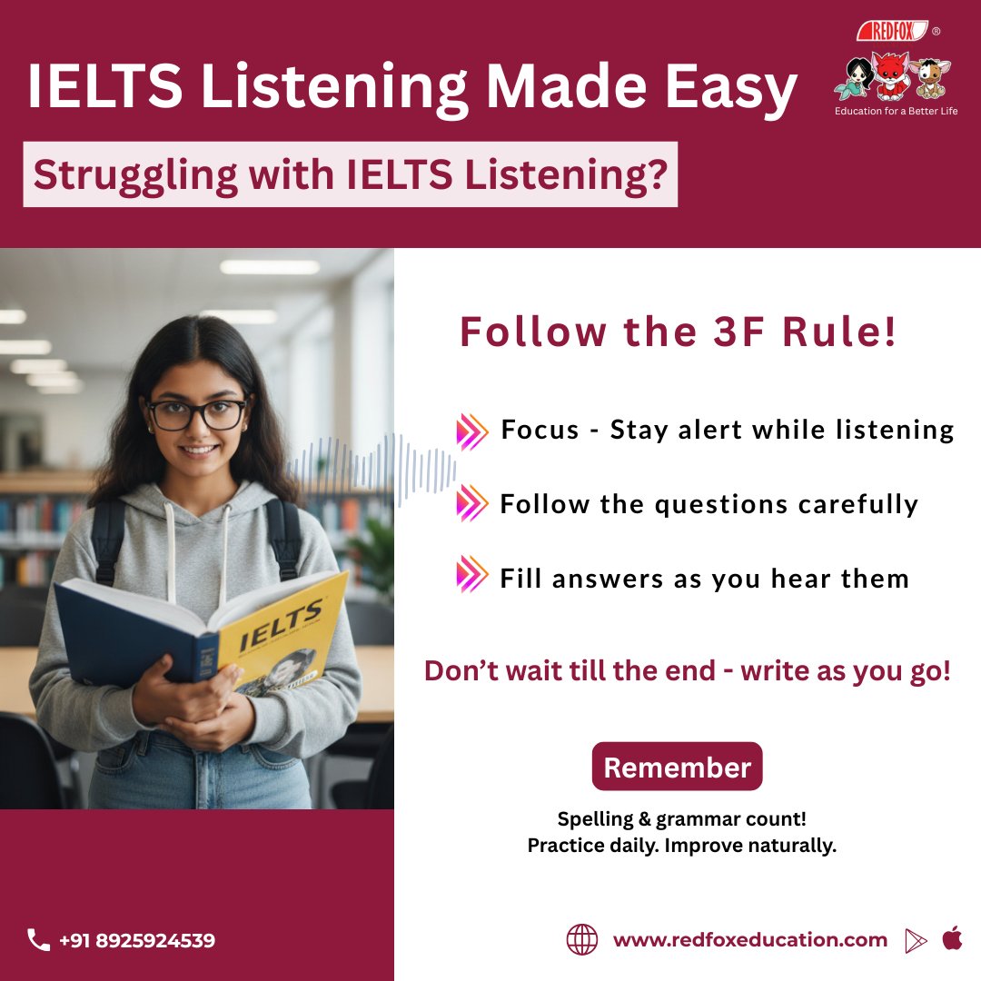 RedFox_EdTech's tweet image. Improve your IELTS Listening the smart way! 🎧✨

IELTS Listening: redfoxeducation.com/products/ielts…

Download Our Mobile App:
Google Play: bit.ly/31lO56z
App Store: apple.co/39UxPwl

#IELTSListening #IELTSTips #IELTSPreparation #IELTSPractice #IELTSExa #RedFoxEducation