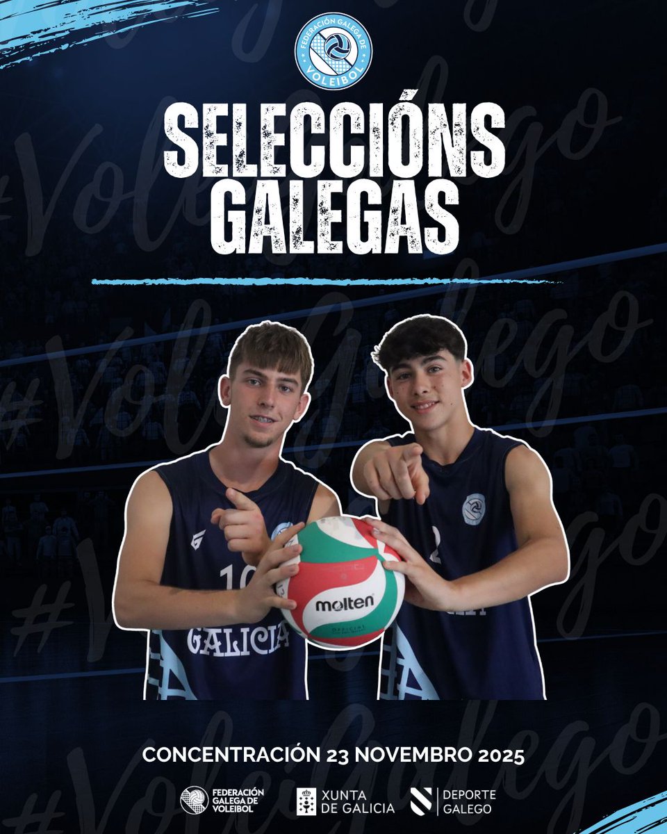 VoleiGalego's tweet image. 📰| Novas: Lista de xogadores/as convocados/as para a primeira concentración das Seleccións Galegas da temporada 25-26. 

💙🏐 Celebrarase o domingo 23 de novembro, de 16:00 a 19:00 horas, no Pavillón da Xunqueira (Pontevedra). 

🔗 :
volei.gal/2025/11/12/lis…