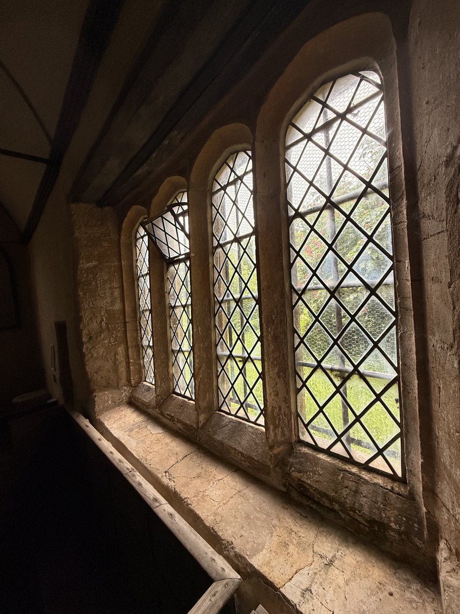 GretelleMaitre's tweet photo. The lovely windows of Old St Cuthbert’s, Oborne.  My favourite male saint.  The windows still look out to undisturbed scenes of green, treeful, Wessex countryside. https://t.co/kjFdyKSyRf
