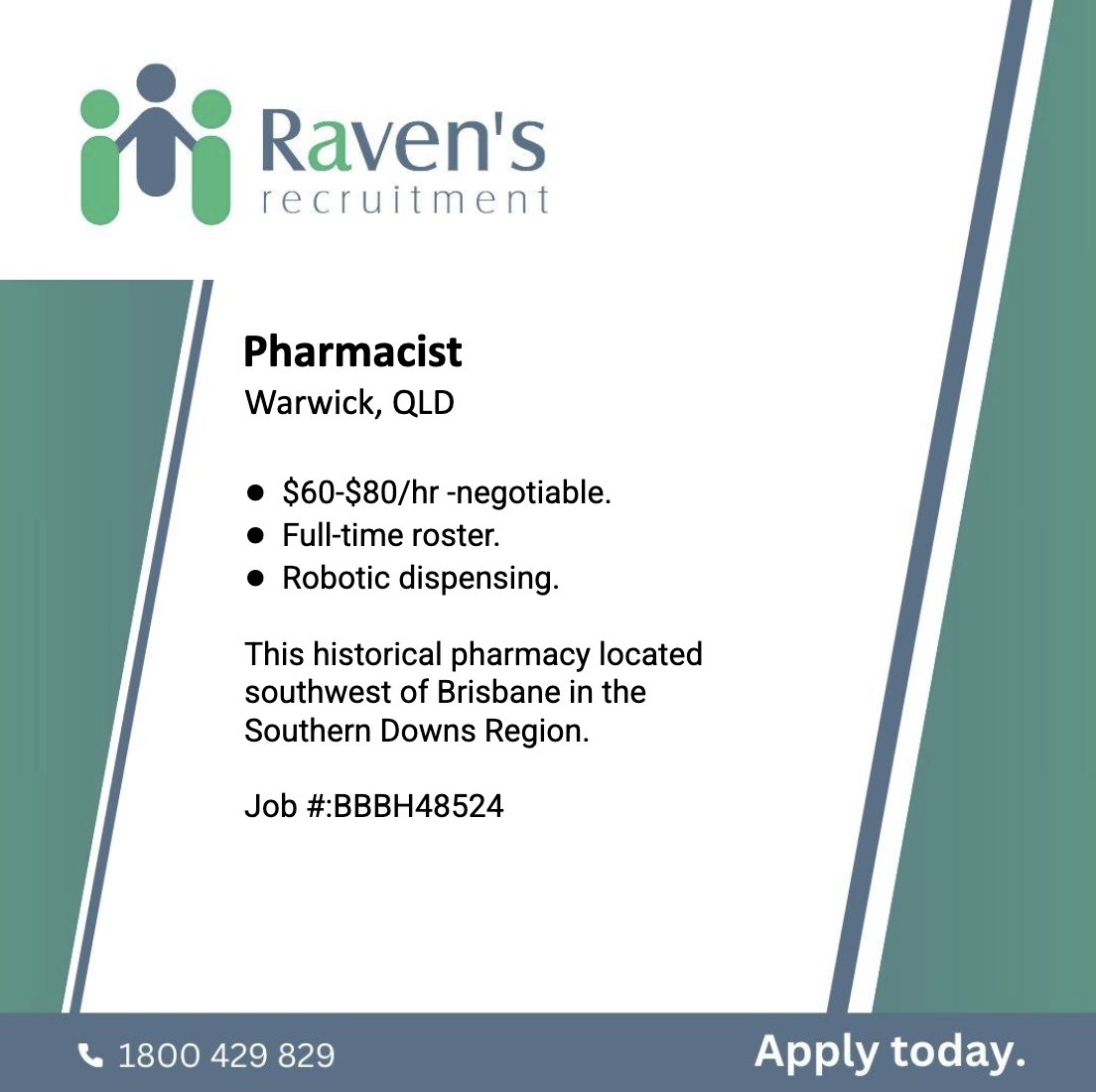 View and Apply: ravensrecruitment.com.au/job/pharmacist…
Phone: 1800 429 829 or +61 7 5509 5800
.
#communitypharmacy #pharmacy #pharmacist #recruitment #pharmacyjobs