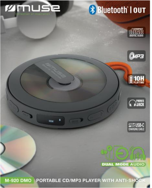 Face au "revival" du format CD, MUSE dévoile un nouveau baladeur CD  équipé de technologies modernes, comme une batterie interne et la  fonction Bluetooth OUT, permettant l'appairage avec une enceinte, un  casque Bluetooth, ou pourquoi pas l'autoradio ! muse-europe.com