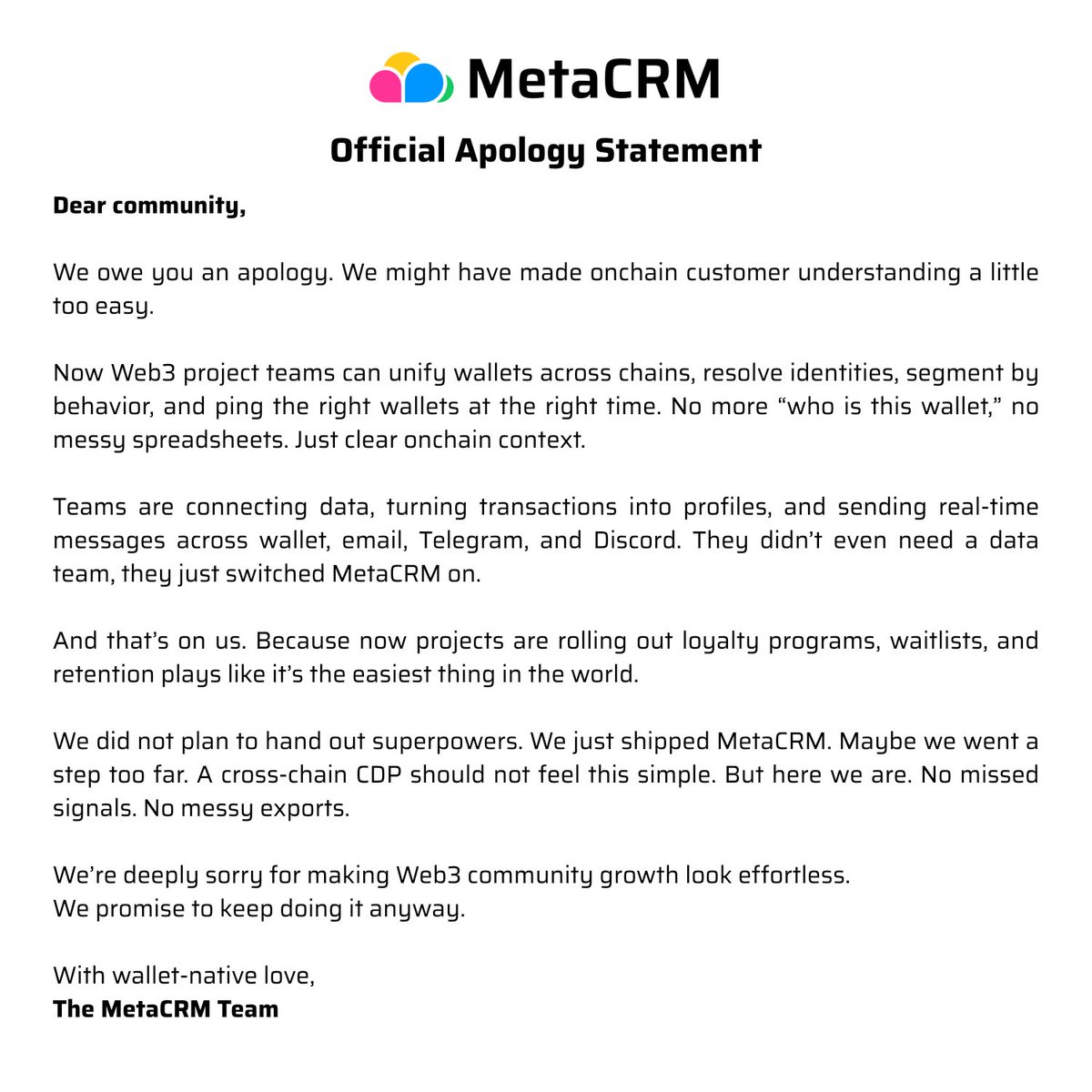 metacrm_inc's tweet image. we&apos;re sorry.

For our apology, we can help you grow your Web3 project community like never before 👇
tinyurl.com/StartGrowingWi…