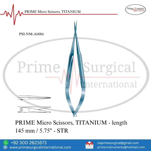 Aqsaprime230's tweet image. PRIME Surgical – Zia | Titanium Micro Scissors ✂️
 Code: PSI-NM-A0086 | 145 mm / 5.75″ – STR
Ultra-light titanium design for fatigue-free micro precision.
📧 zia@primesurgicalinternational.com
🌐 primesurgicalinternational.com
#TitaniumInstruments #MicroScissors #PrimeSurgical #ZiaPrime