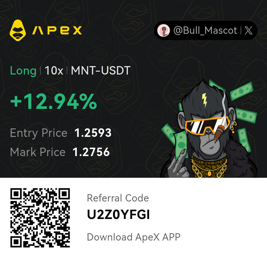 Bull_Mascot's tweet image. Sweet morning profits 💰✅

Decentralized trading just hits different.
Ready to run it up?

Time to DEX with ApeX @OfficialApeXdex 
#ApeXOmni #ApeXDEX