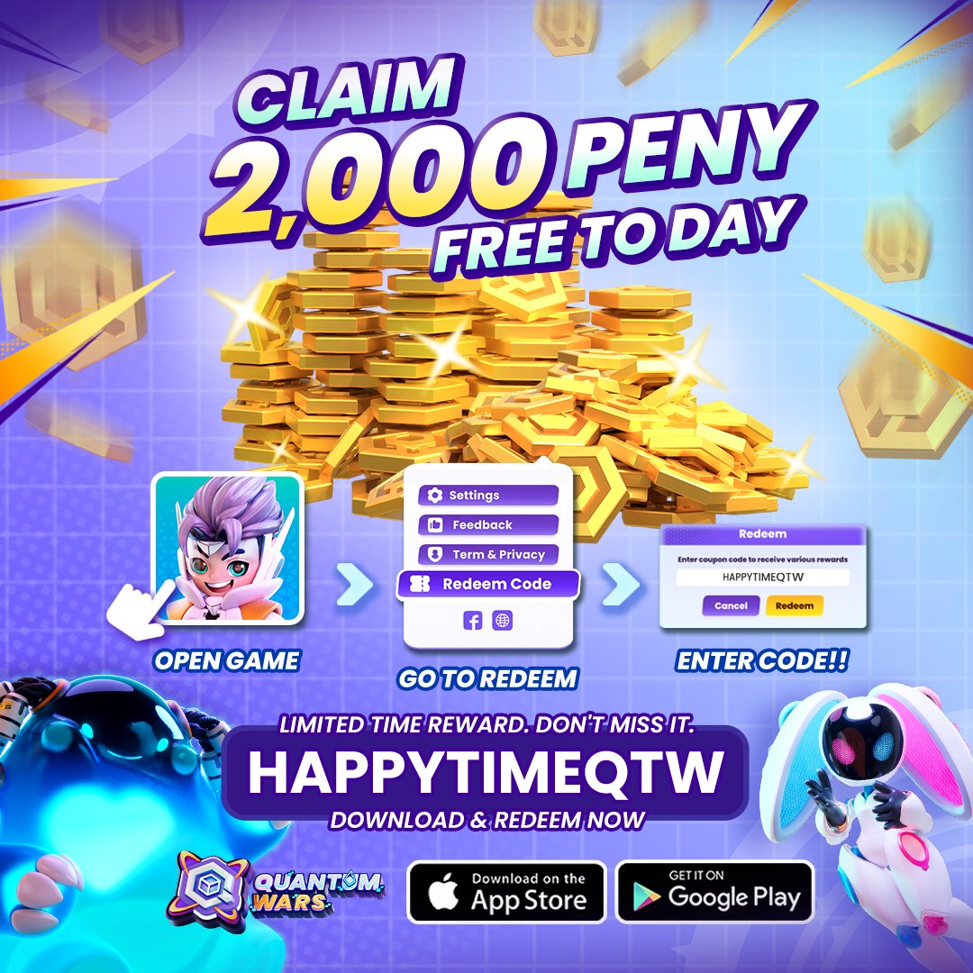 Quantum_Wars's tweet image. 💥 Redeem Alert! 💥

Use code HAPPYTIMEQTW and get 2,000 Penny free in Quantum Wars. ⚡

🎲 Open Game → Redeem → Enter Code
🎁 Limited time only!

📲 Download now:

iOS / Android ↓

#QuantumWars #redeemcode #MobileGame #boardgames #Strategy