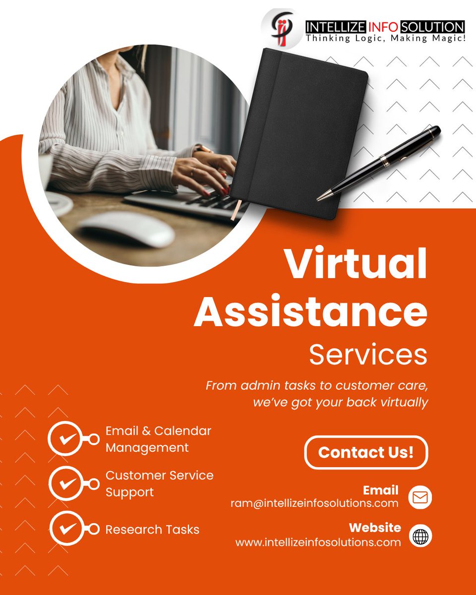 Intellize's tweet image. Save time. Boost productivity. 🚀

Get reliable Virtual Assistants from Intellize Info Solutions to handle your daily tasks while you focus on growth! 💼
#VirtualAssistant #RemoteSupport #BusinessEfficiency #Outsourcing #Productivity #IntellizeInfoSolutions #VirtualTeam