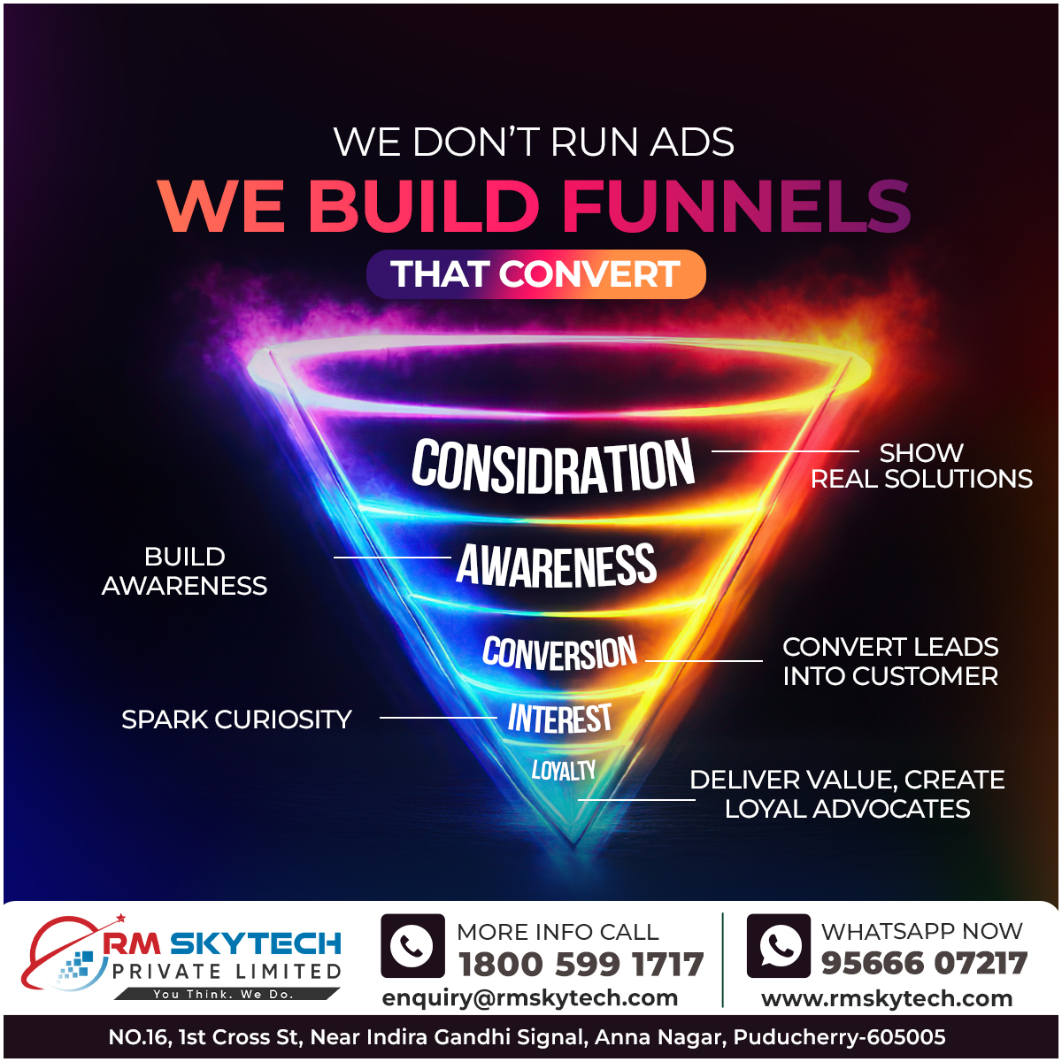 RMSkyTech1's tweet image. Are your ads failing to convert? 🤔 The secret is in the Funnel! We specialize in building custom, high-converting funnels that systematically guide prospects to becoming loyal, repeat customers.

#MarketingFunnel #ConversionOptimisation #DigitalStrategy #LeadGeneration
