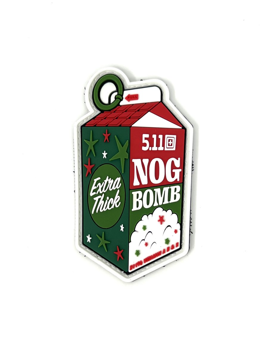 PATCH_EX_JAPAN's tweet image. 5.11のホリデー「NOG BOMB PATCH」
エッグノッグ×BOMBという遊び心満載のデザイン。
立体PVCで存在感抜群、季節のアクセントにも😊✌️

細部まで作り込みが光る完成度で、
ホリデーギアを楽しみたい人におすすめ。

#511tactical
#LASTGEAR
#PATCHEX