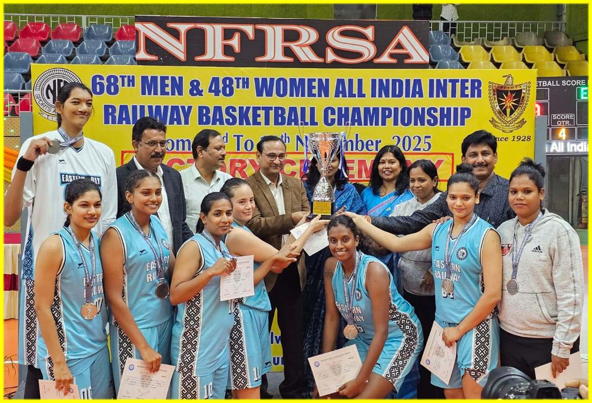 drmhowrah's tweet photo. 🏀 Proud Moment for Eastern Railway! 🏀

Our Women’s Basketball Team shines at the 48th All India Inter Railway Basketball Championship held at NFRSA, Maligaon, Guwahati, clinching the Silver Medal (2nd Position)!

Kudos to the three talented players and one dedicated coach from Howrah Division, for their outstanding performance, teamwork, and determination!

Play Hard. Stay Humble. Rise Higher.

#EasternRailway #BasketballChampions #RailwaySports #TeamSpirit #ChampionsRise #WomenInSports