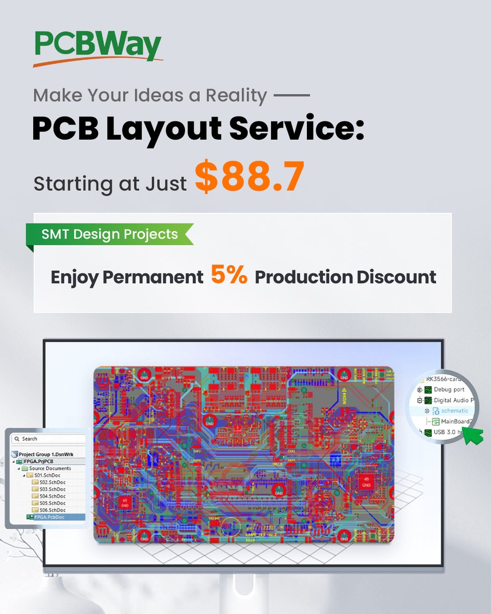 PCBWay now offers PCB Design Services!
👉pcbway.com/pcbdesign.html

💻 PCB Layouts from $88.7
🛠️ Manufacture with us → Lifetime 5% off