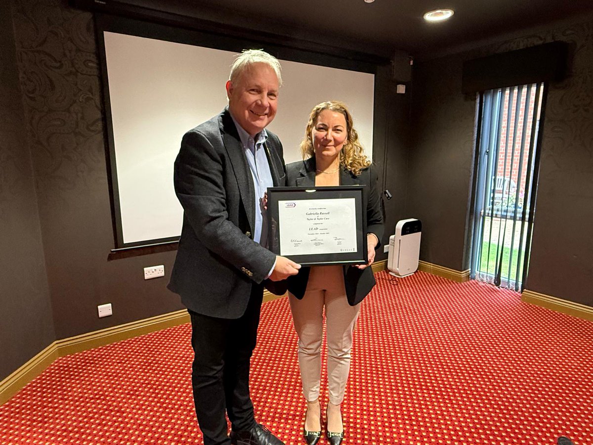 Congratulations Gabriella Russell, Homes Manager at Taylor and Taylor Care, on receiving your LEAD™ graduation certificate! Well done on all your hard work on LEAD™ and we look forward to our continued relationship with you 👏

#leadership #LEAD #ShipstonLodge