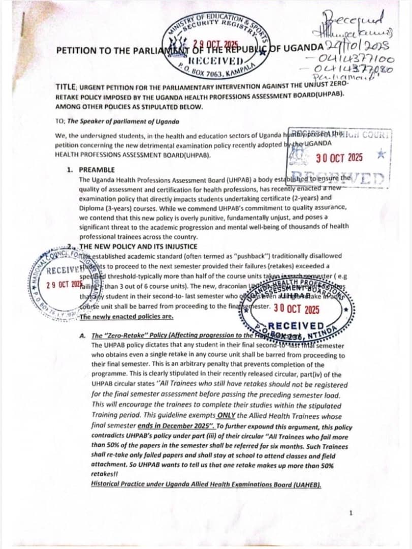 alliedstudntsug's tweet photo. @SpireJim @GodwinTOKO @KampalaInterna1 As we look deep into the evidence for  justice of all that have been affected by KIU....we also bring this to ua attention. We petitioned parliament to review new unjust UHPAB policies that is threatening futures of many Allied  Health Students.. https://t.co/r2eaO0mxcv