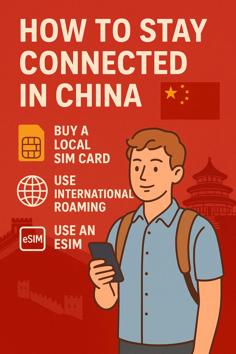 Leo1680997's tweet image. 📱 How to Stay Connected in China 🇨🇳
1️⃣ Buy a local SIM card at the airport (Beijing, Shanghai, Guangzhou).2️⃣ Use international roaming for short trips.3️⃣ Try an eSIM (Airalo, Nomad, or GigSky).
#TravelChina #ChinaTips #ChinaSIM #eSIM #VPN #WeChat #Alipay