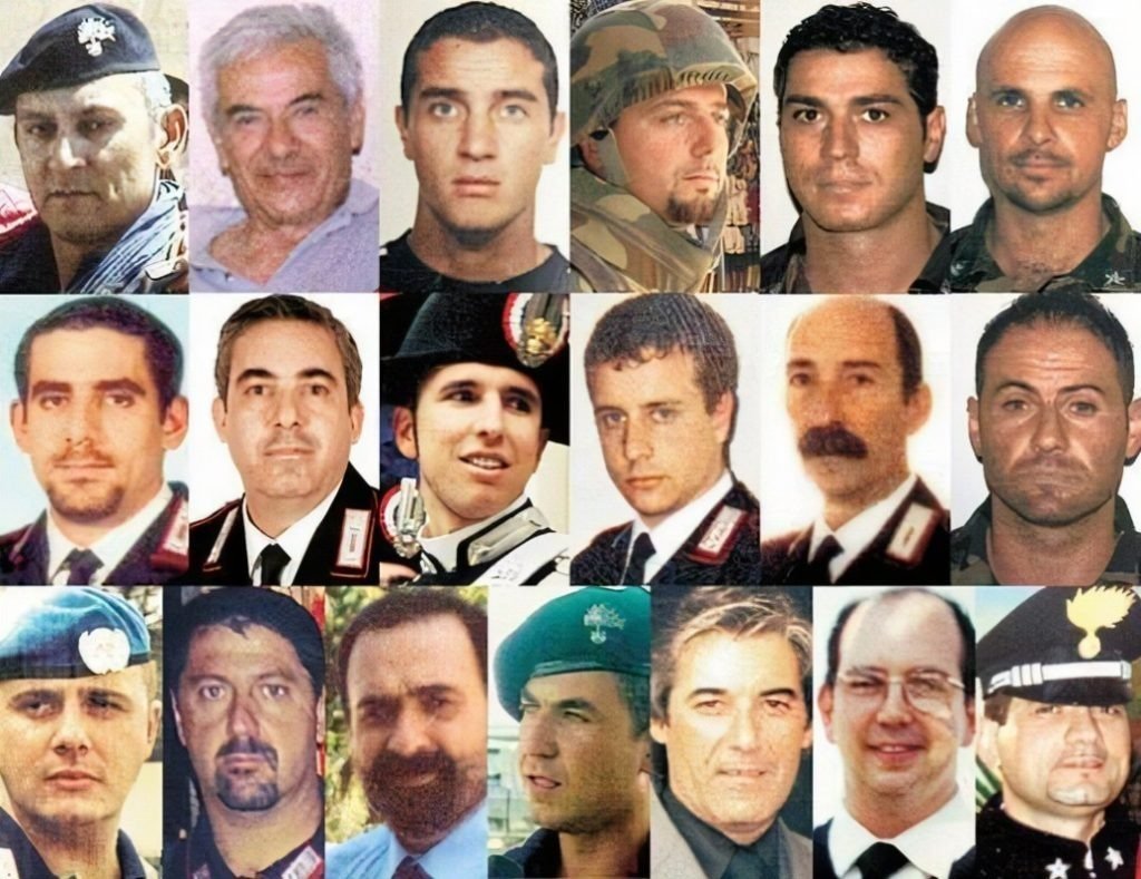 Oggi #12novembre ricordiamo i 19 italiani caduti nella strage di #Nassiriya.
A loro, ai loro familiari e a tutti coloro che servono il Paese con coraggio e dedizione, va la nostra riconoscenza.
<a href="/MinisteroDifesa/">Ministero Difesa</a> <a href="/_Carabinieri_/">Arma dei Carabinieri</a> <a href="/Esercito/">Esercito Italiano</a> <a href="/ItalianNavy/">Marina Militare</a> <a href="/ItalianAirForce/">Aeronautica Militare</a>
