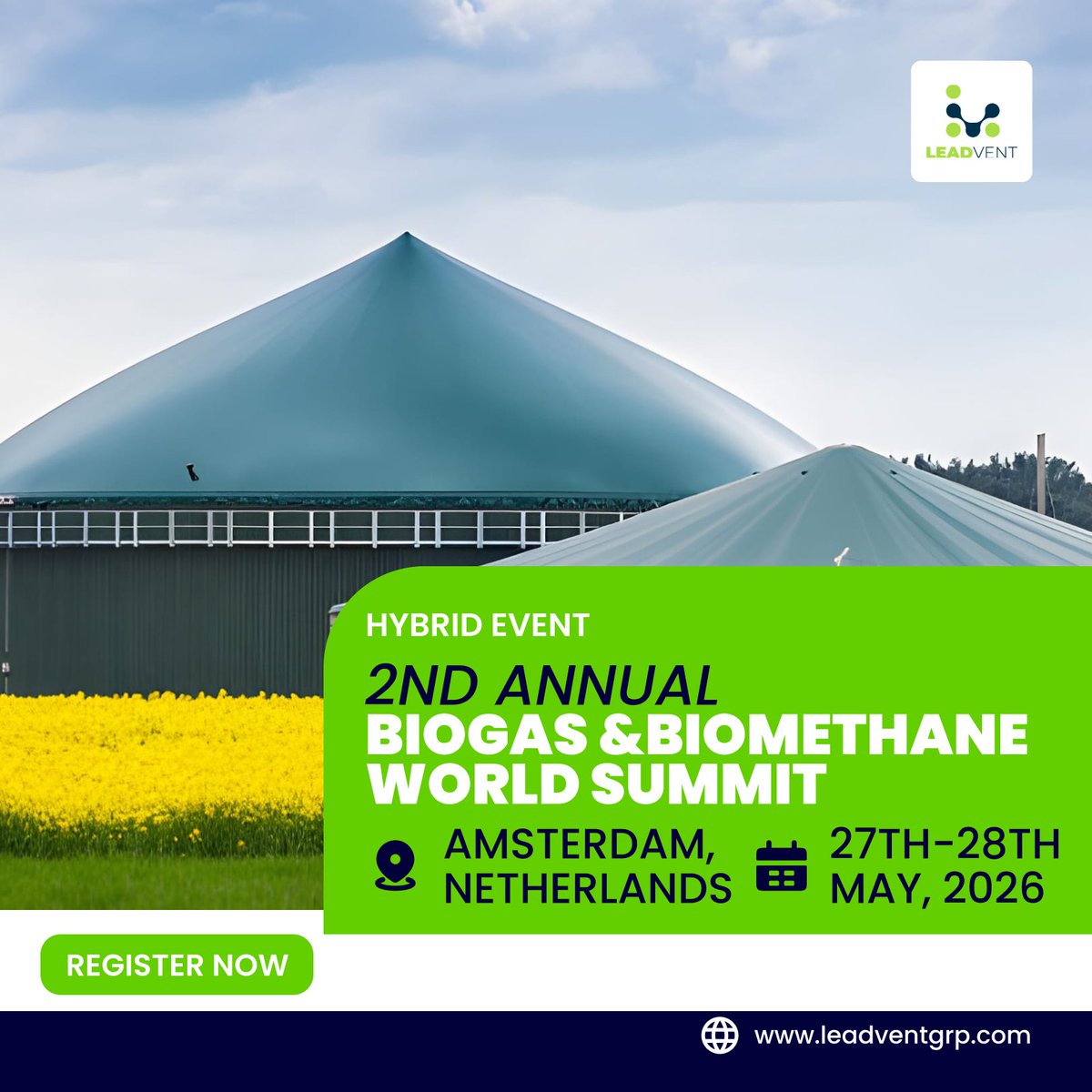 Be Part of the 2nd Annual Biogas &amp; Biomethane World Summit!

Date: 27th – 28th May, 2026  Venue: Amsterdam, Netherlands.

-bit.ly/45SBJnN

#BiogasSummit #BiomethaneWorld #RenewableEnergy #GreenGas #Decarbonization #CleanEnergyFuture #SustainableEnergy #CircularEconomy