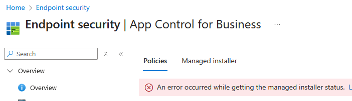 itsnicmo's tweet photo. 3 different tenants - policies on App Control for Business &amp; Managed Installer throws this error... ping @IntuneSuppTeam https://t.co/6saMQr11GO