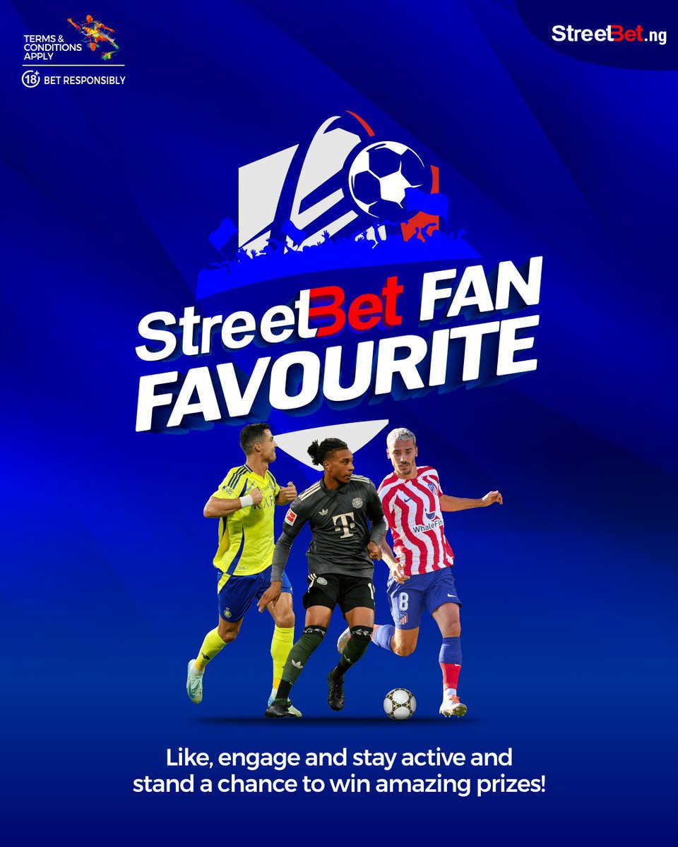 StreetBet_ng's tweet photo. StreetBet Fam 💙
Every week, we’ll select our StreetBet Fan Favourite, the most active supporter across our social pages! 💙
Keep liking, commenting, sharing, and showing love, your consistency could make you our next winner! 🏆🔥

#StreetBet #fanoftheweek #FIFAWorldCup #GMMTVFANIVALxFirstKhaotung