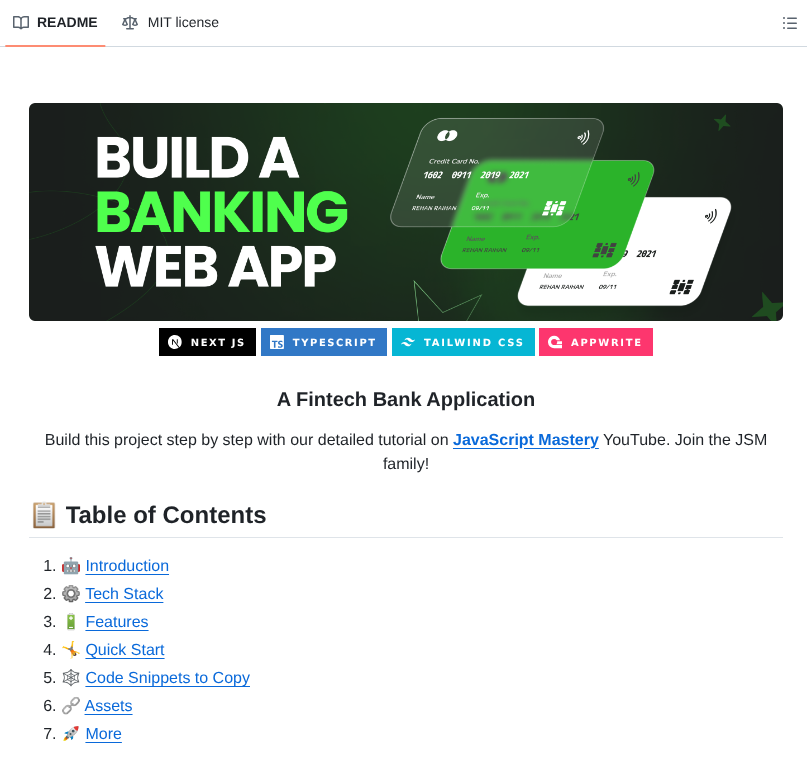 Fintech banking application with Next.js