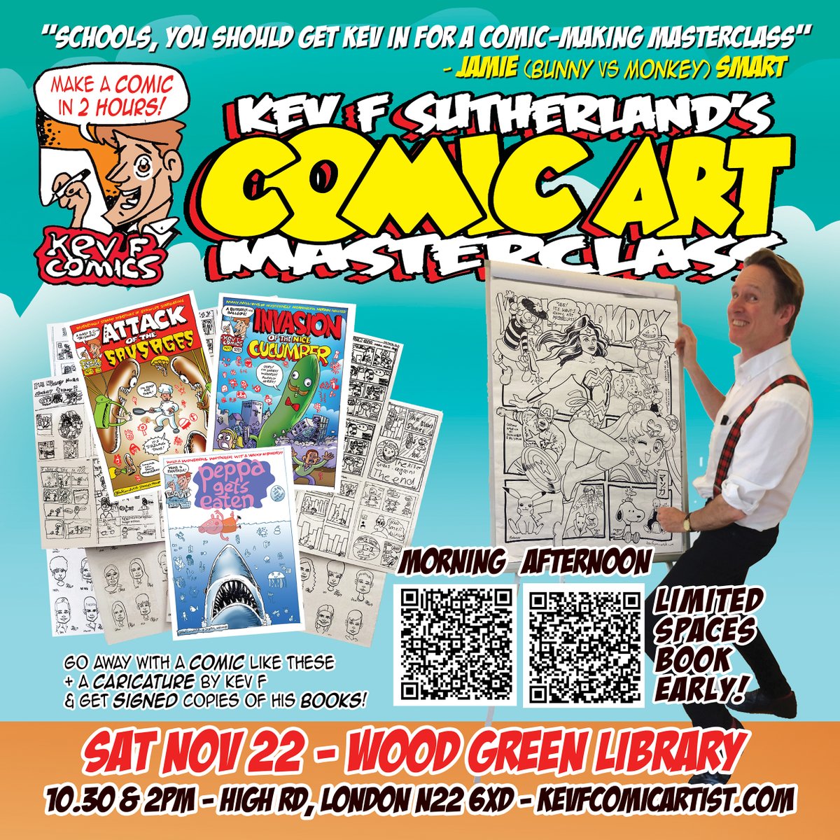 KevFComicArtist's tweet image. Attention @everyone in North London and around who fancies taking their kids to my Comic Art Masterclasses - the final classes of the year are at Wood Green Library on Saturday Nov 22nd. They&apos;re selling fast, so get in there fast!

Fun for ages 7 and up
eventbrite.com/e/kev-fs-comic…