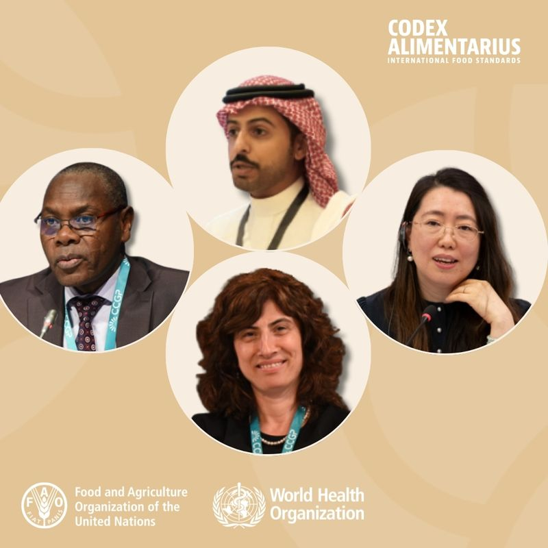 FAOWHOCodex's tweet photo. @UN @FAO @WHO @Roma 👏 Congratulations 👏

👉 Allan Azegele, Kenya, and Jing Tian, China, Khalid Al Zahrani, Saudi Arabia and Betul Vazgecer, Türkiye, have been re-elected to serve as the Chairperson and Vice-Chairpersons of the Codex Alimentarius Commission.

#CodexCAC48 | #FoodSafety https://t.co/WR5MNHQg1X
