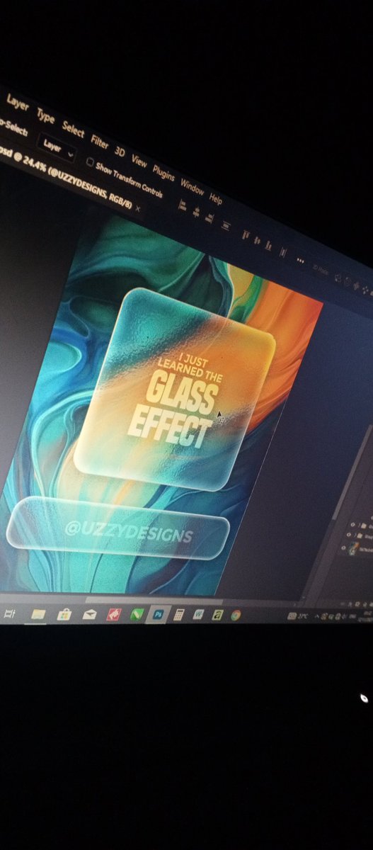 Uzzyworld1's tweet image. Have always admired putting in a glass effect on my designs
Consistency and passion made me put interest on it
Day 23 got learning that
It took me a while though, but i got it
#designtutorials #Photoshop #GraphicDesigner