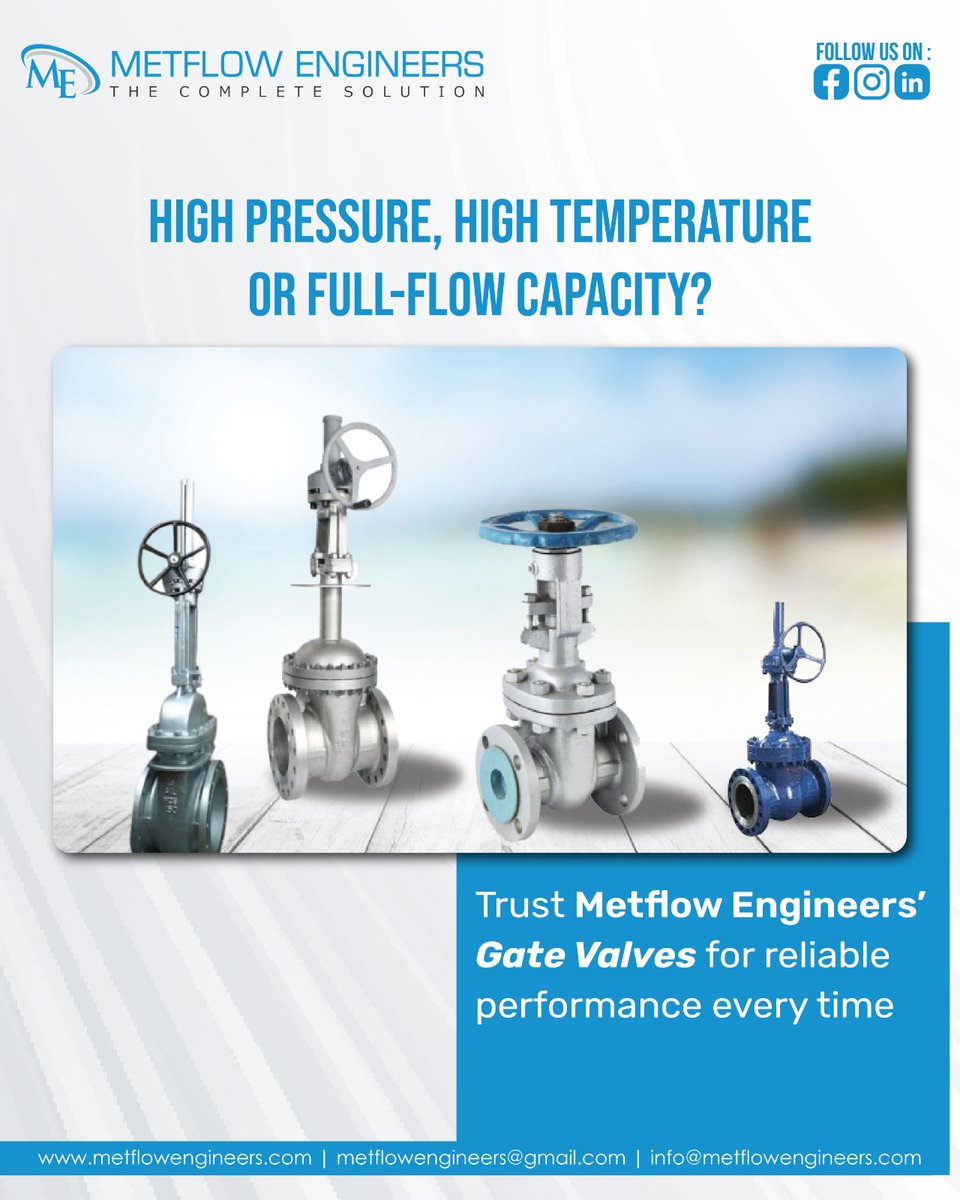 MetflowE97301's tweet image. Power under pressure. Precision at every turn.
Metflow Engineers’ Gate Valves deliver performance you can trust—every time.💪⚙️

🌐metflowengineers.com
📞+91 84879-48488
📍 goo.gl/maps/TeKKd99it…

#IndustrialEngineering #ValveTechnology #MetflowEngineers #FullFlowPerformance
