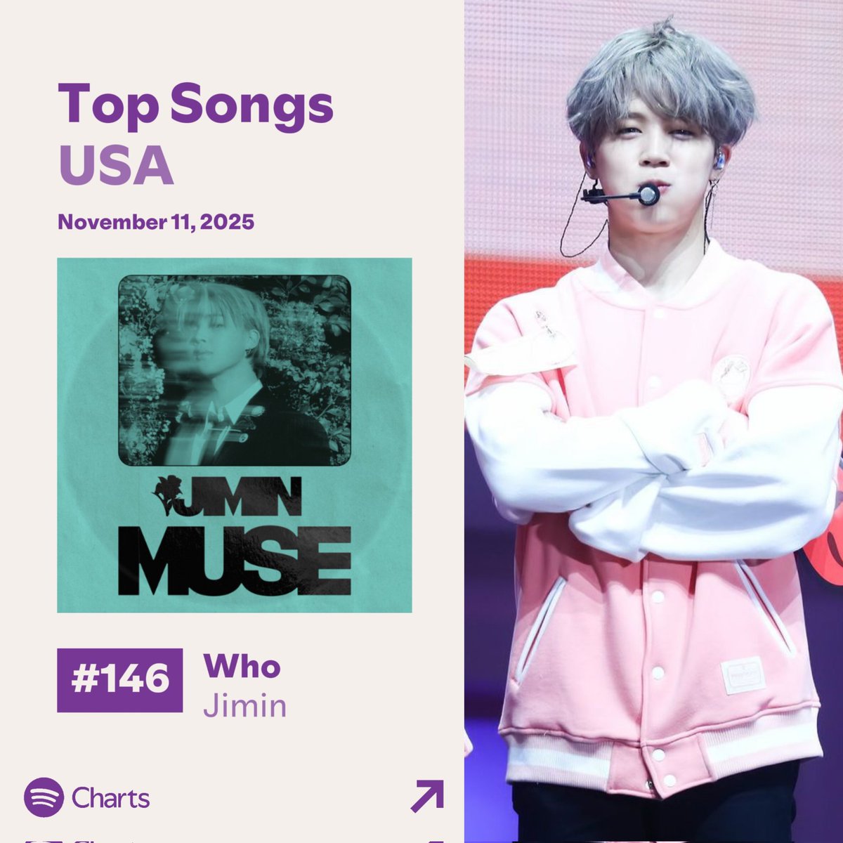 📊|| Spotify Top Songs USA🇺🇸 11/11/2025

•Daily Top Songs 

🔸WHO

#146 (-7) 332.522: (-7.834) 

FOCUS ON JIMIN
#Jimin_Who