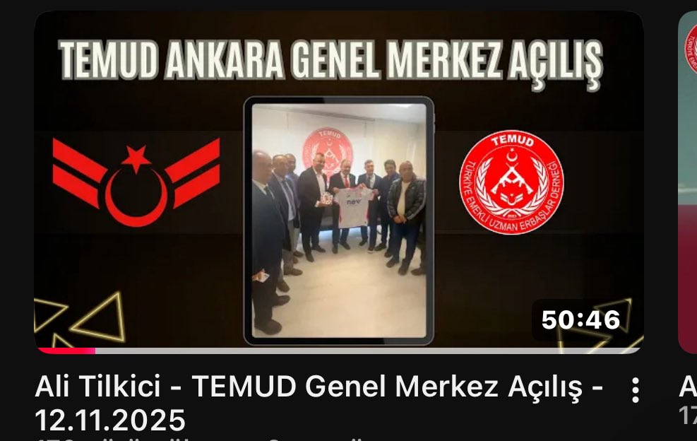 Temud Genel Merkez açılışı
#UzmanÇavuş
#12KasımUzmanÇavuşlarGünü
<a href="/TEMUD_2024/">Türkiye Emekli Uzman Erbaşlar Derneği (TEMUD)</a> 
youtu.be/2aGcIIxSqCc?si…